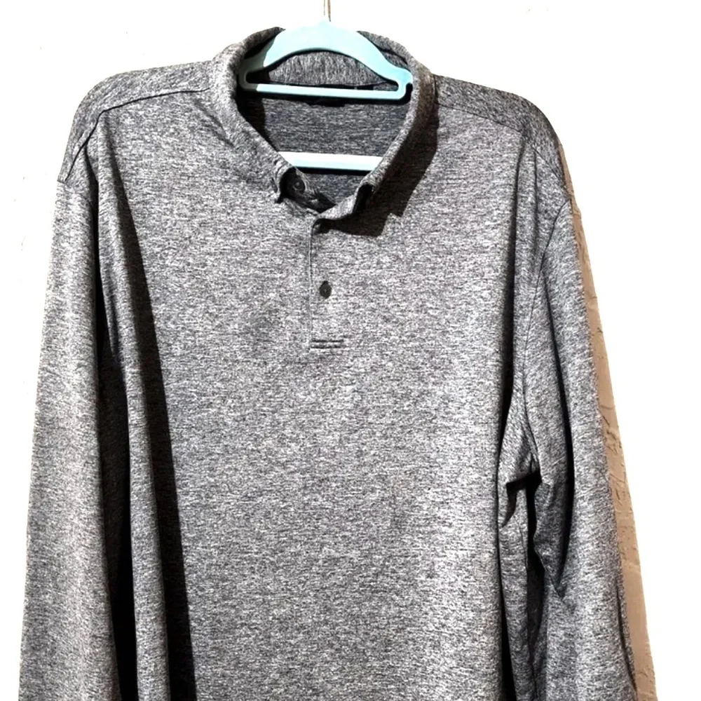 Walter Hagen Gray Heather Long Sleeve Golf Polo Performance Shirt XXL Big Tall